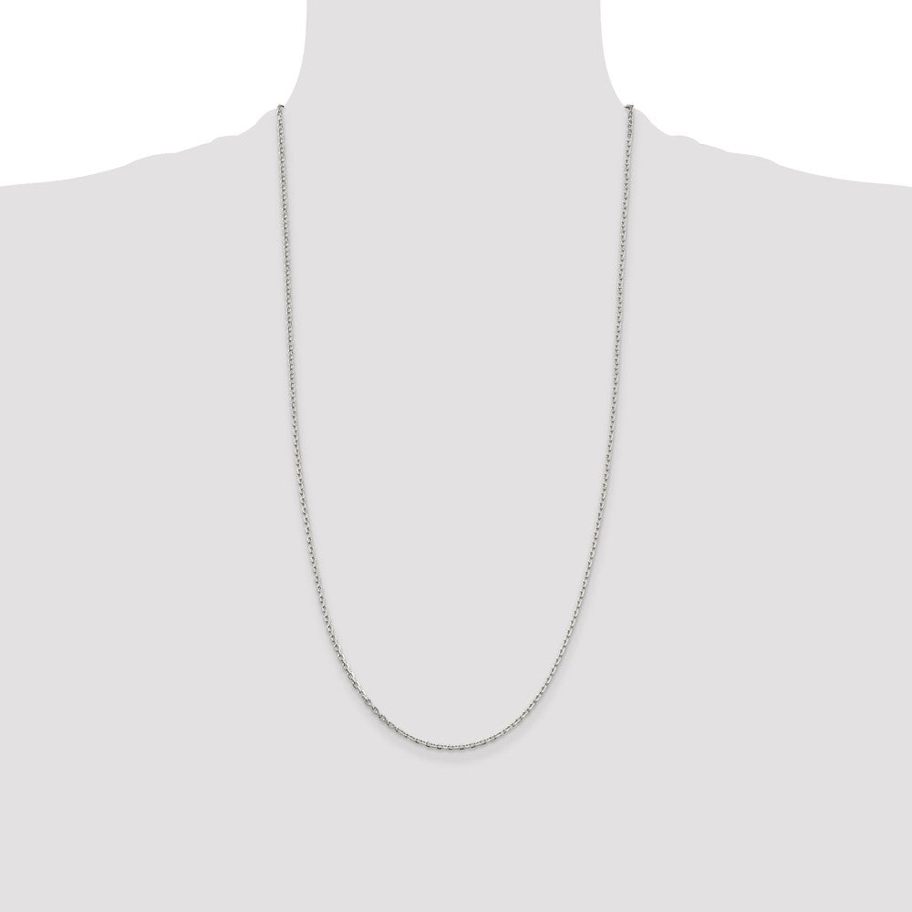 Sterling Silver 2mm Beveled Oval Cable Chain