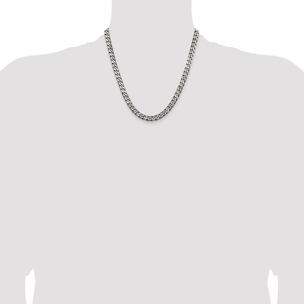 Sterling Silver Antiqued 6.5mm Curb Chain