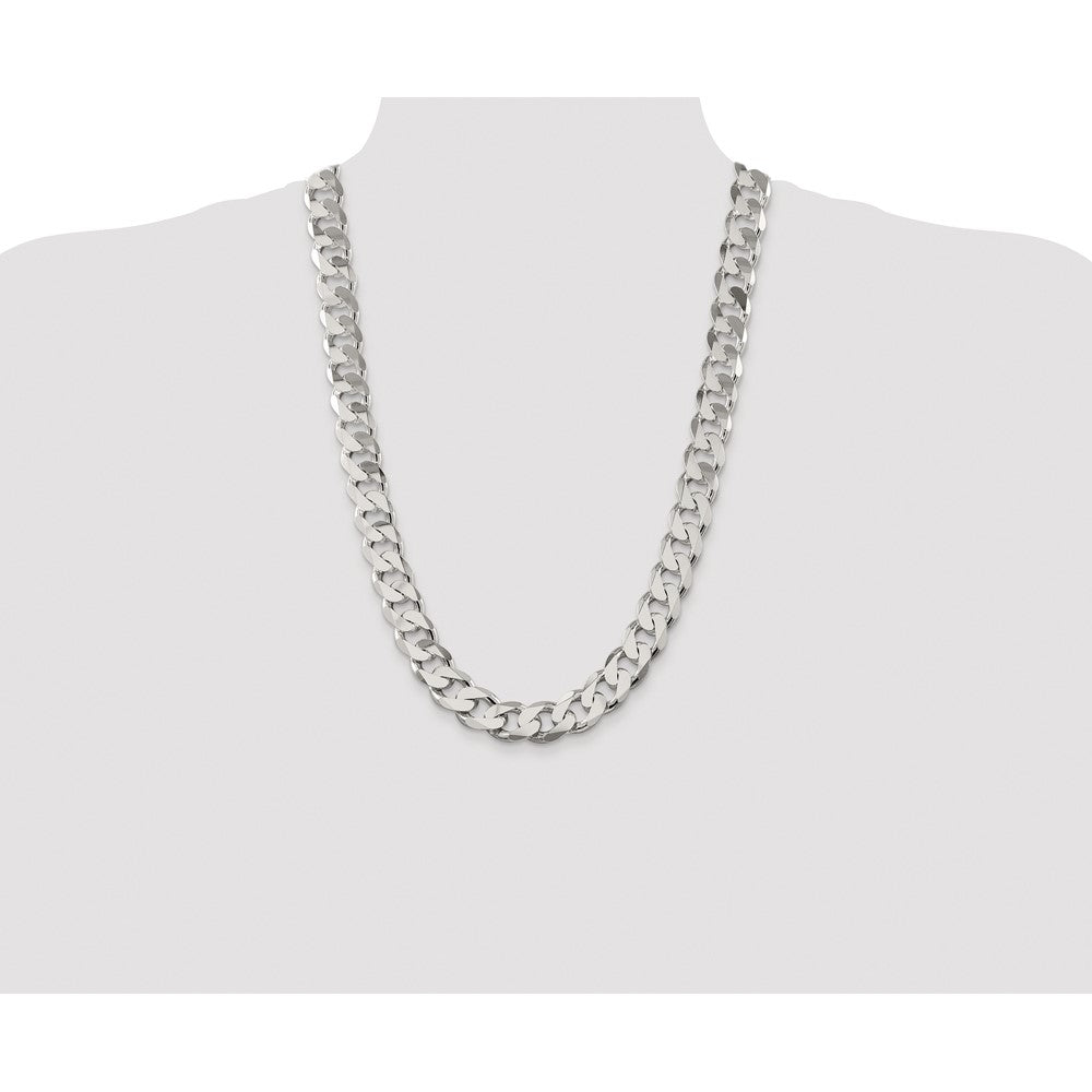 Sterling Silver Rhodium-plated 14.5mm Curb Chain