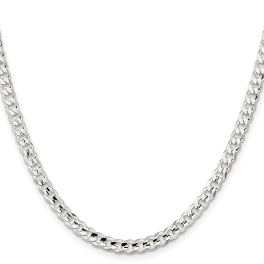 Sterling Silver Rhodium-plated 4.5mm Concave Beveled Curb Chain