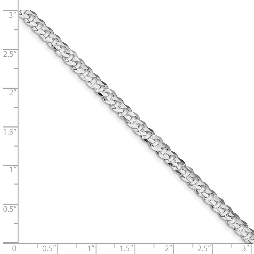 Sterling Silver Rhodium-plated 4.5mm Concave Beveled Curb Chain