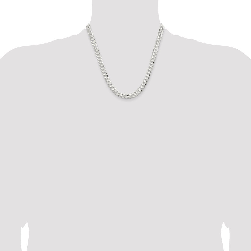 Sterling Silver 7.8mm Concave Beveled Curb Chain