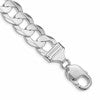 Sterling Silver Rhodium-plated 11.9mm Concave Beveled Curb Chain