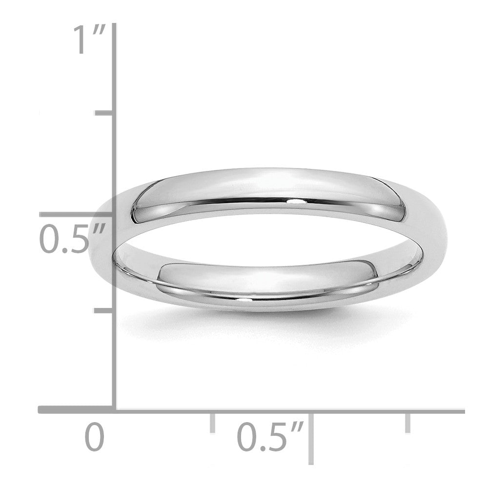 Sterling Silver Rhodium-plated 3mm Comfort Fit Size 6.5 Band