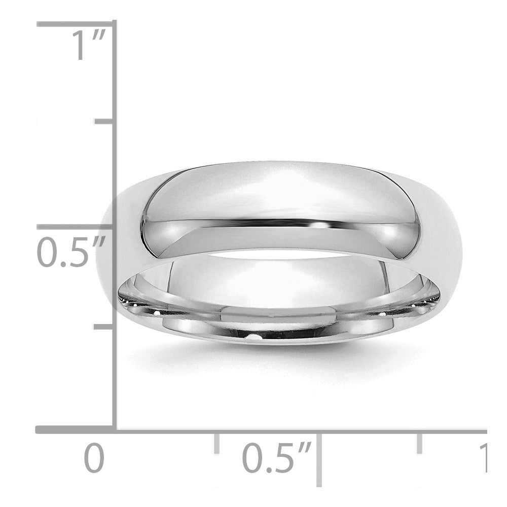 Sterling Silver Rhodium-plated 6mm Comfort Fit Size 6.5 Band