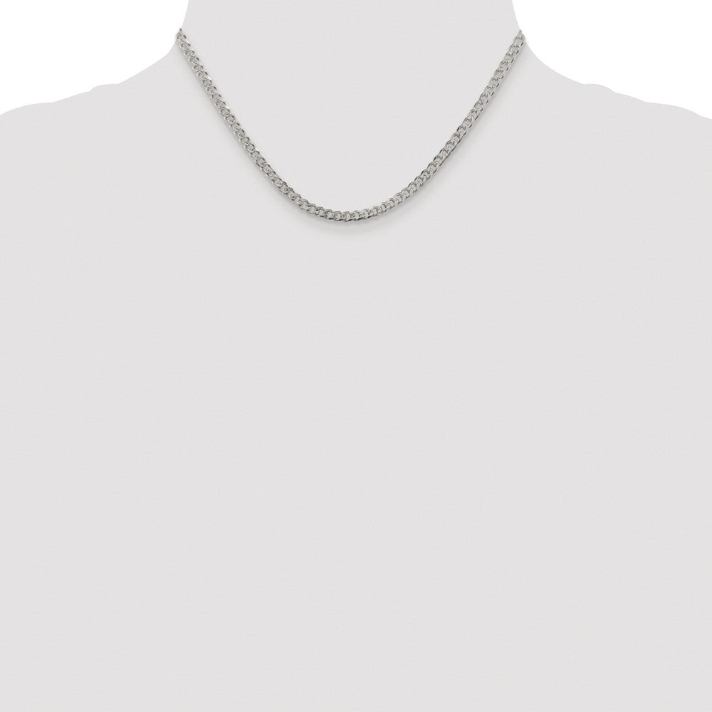 Sterling Silver Rhodium-plated 3.8mm Pav Curb Chain