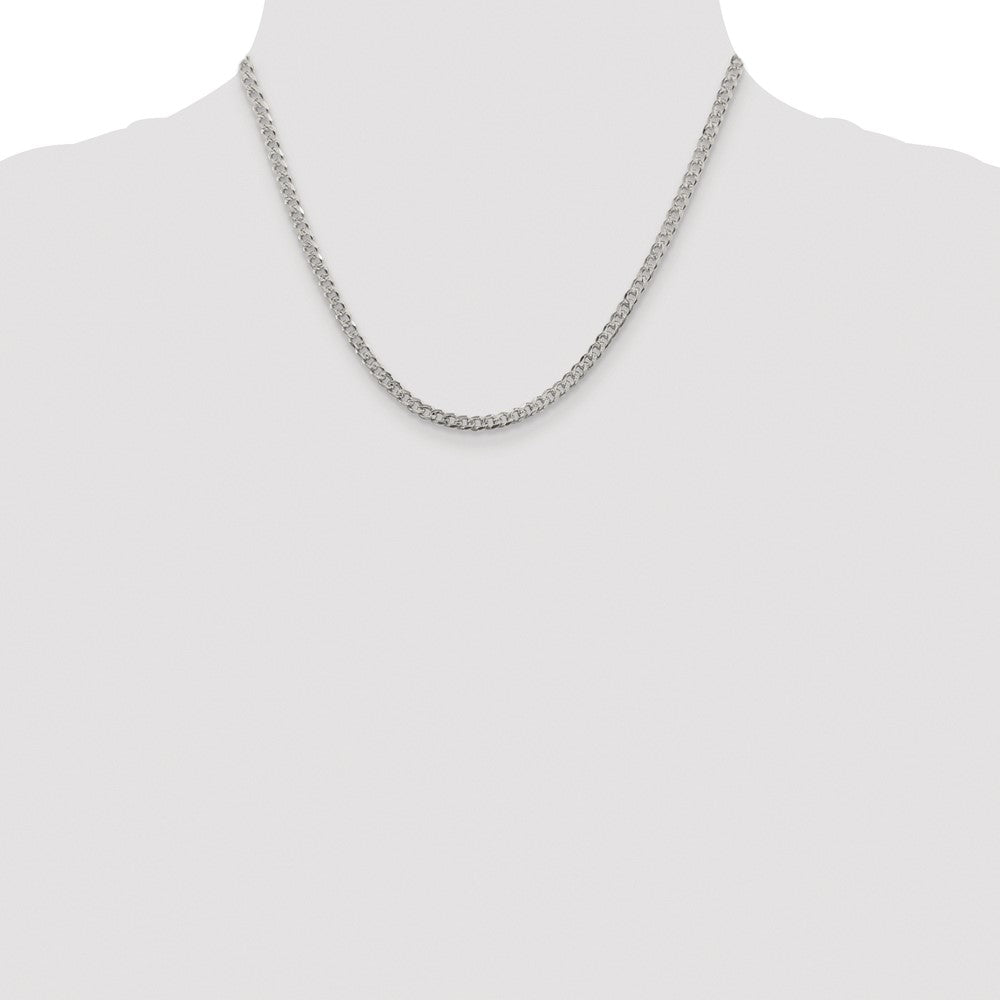 Sterling Silver Rhodium-plated 3.8mm Pav Curb Chain