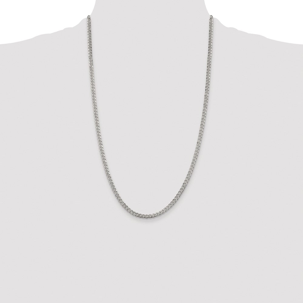 Sterling Silver Rhodium-plated 3.8mm Pav Curb Chain