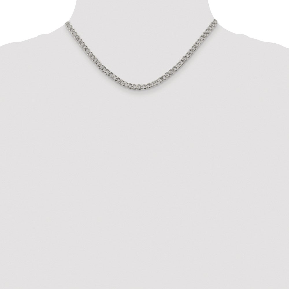 Sterling Silver Rhodium-plated 4.5mm Pav Curb Chain