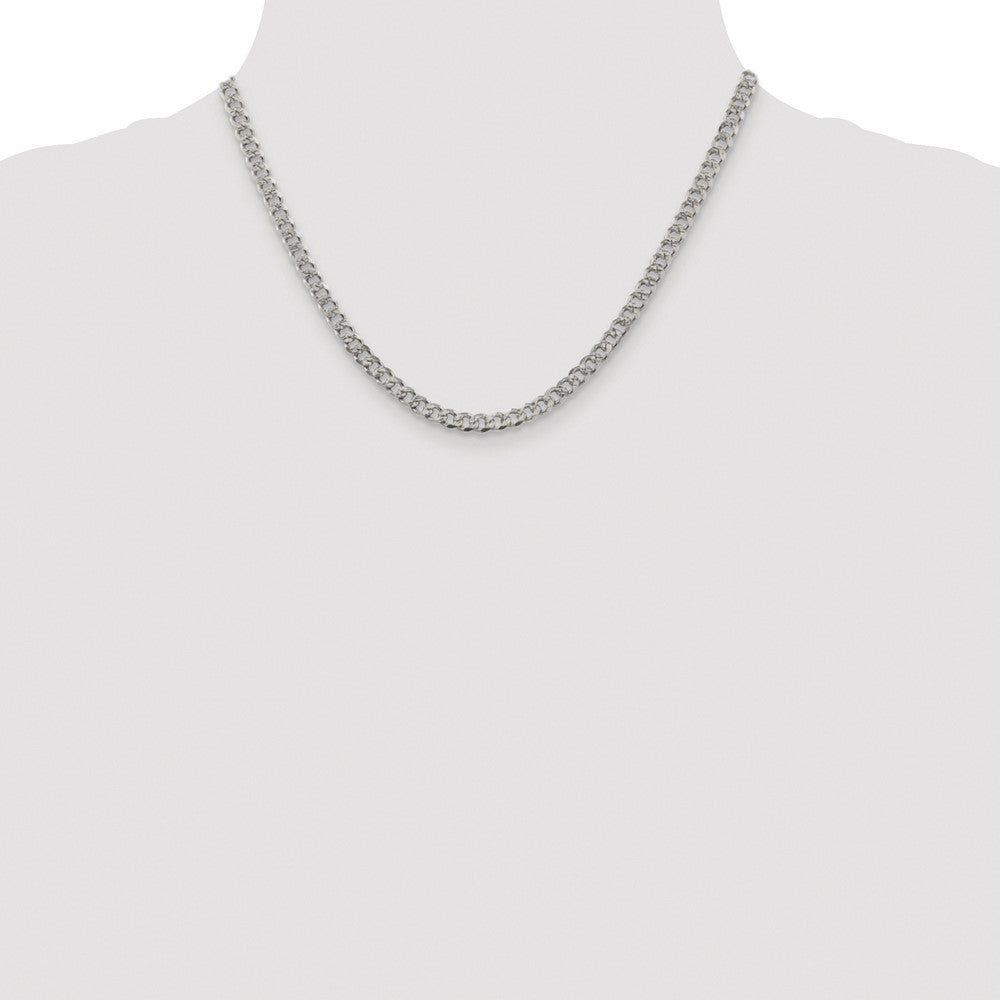 Sterling Silver Rhodium-plated 4.5mm Pav Curb Chain