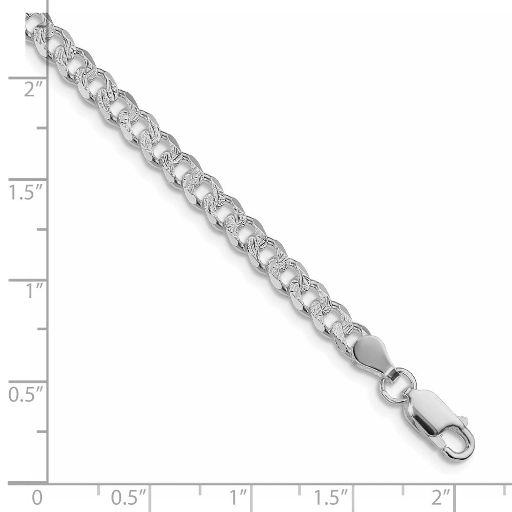 Sterling Silver Rhodium-plated 4.5mm Pav Curb Chain