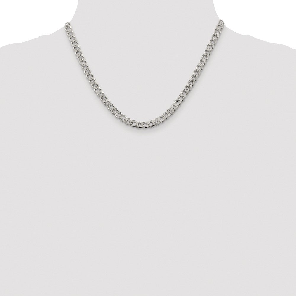 Sterling Silver Rhodium-plated 5.5mm Pav Curb Chain
