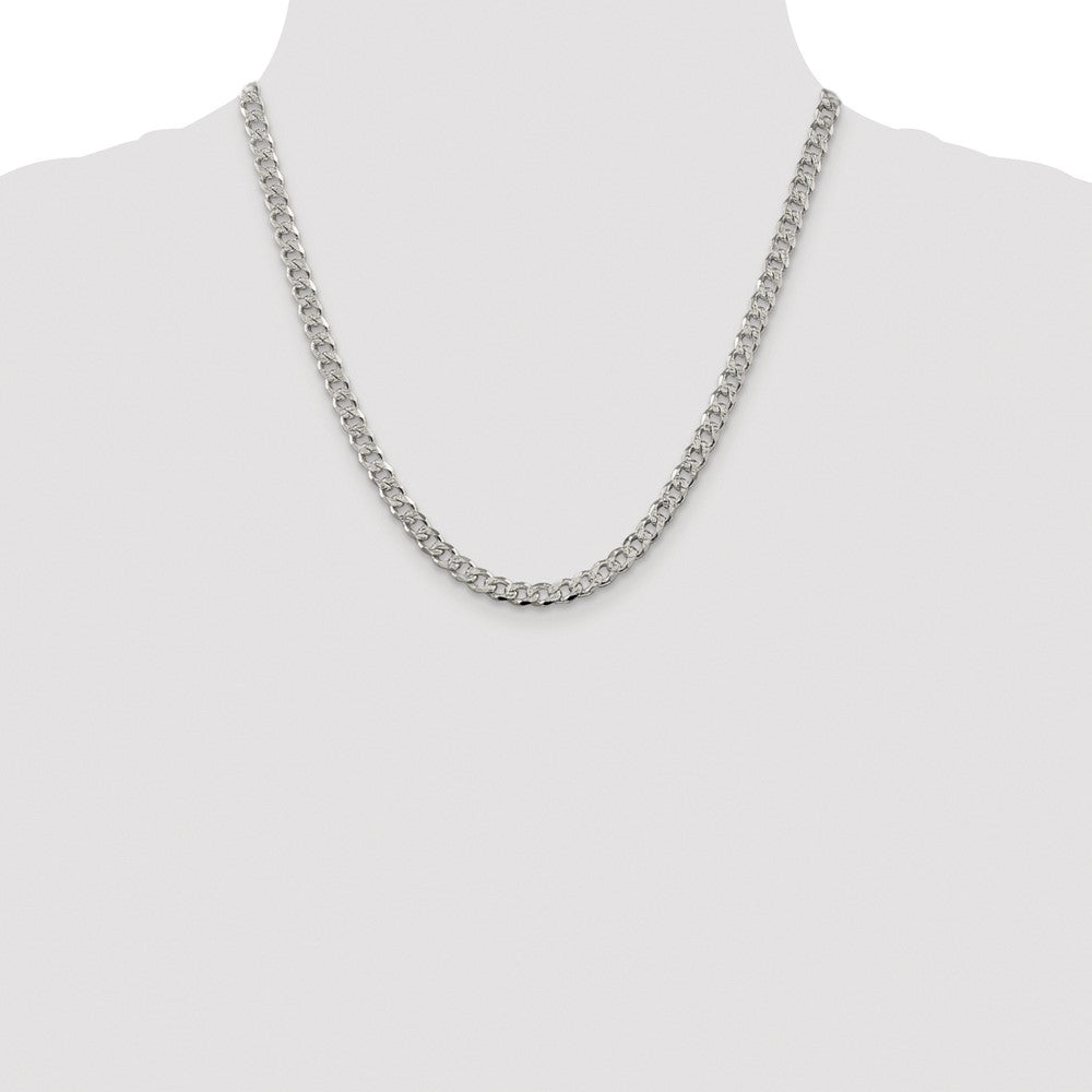 Sterling Silver Rhodium-plated 5.5mm Pav Curb Chain