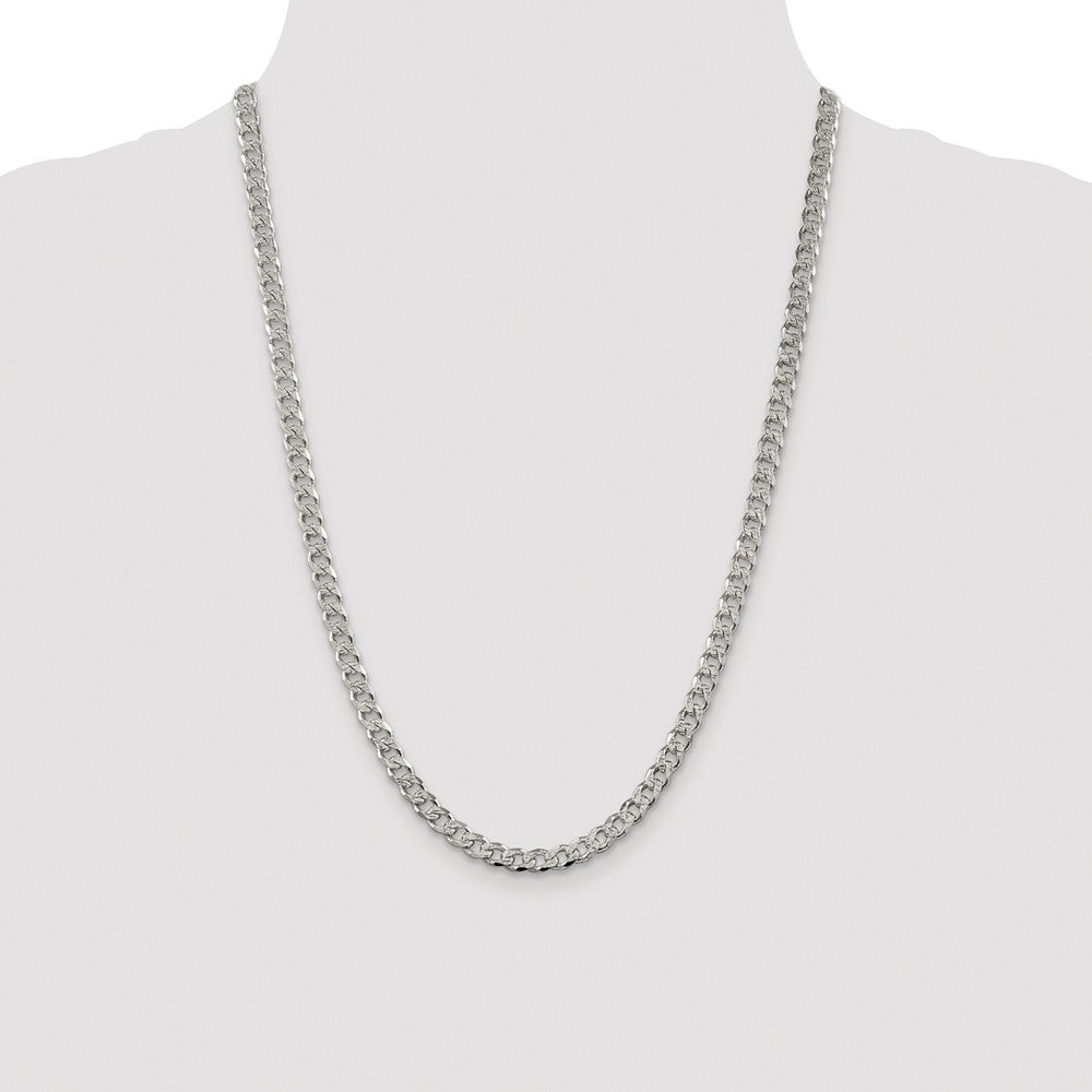 Sterling Silver Rhodium-plated 5.5mm Pav Curb Chain