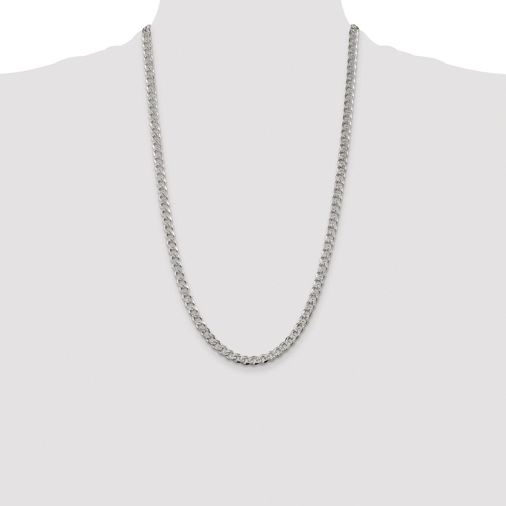 Sterling Silver Rhodium-plated 5.5mm Pav Curb Chain