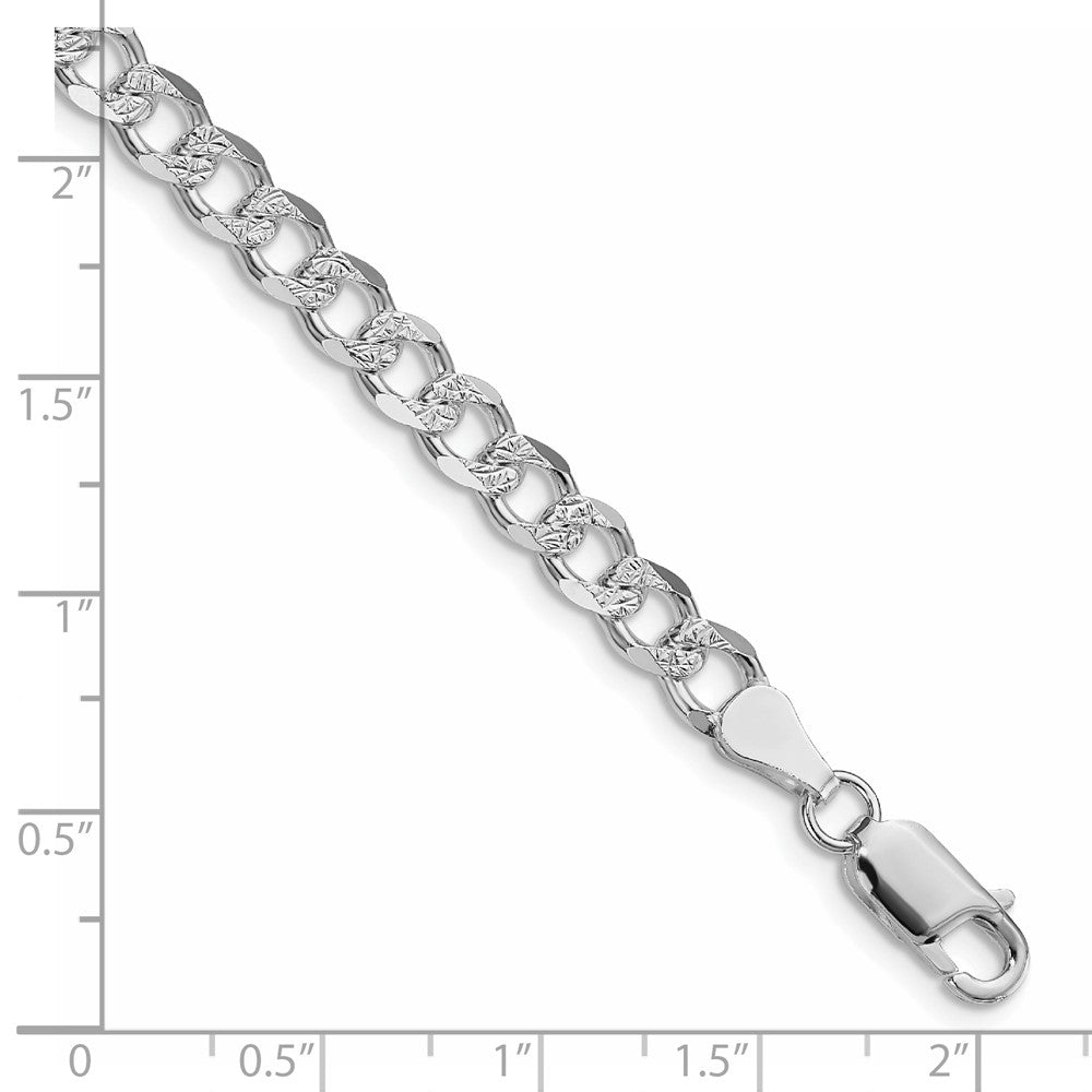 Sterling Silver Rhodium-plated 5.5mm Pav Curb Chain