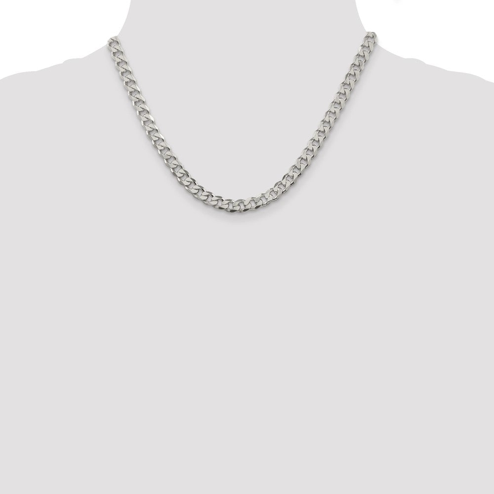 Sterling Silver 7mm Pav Curb Chain