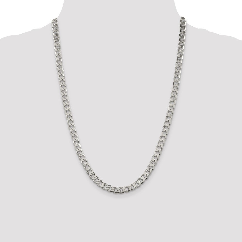 Sterling Silver 7mm Pav Curb Chain