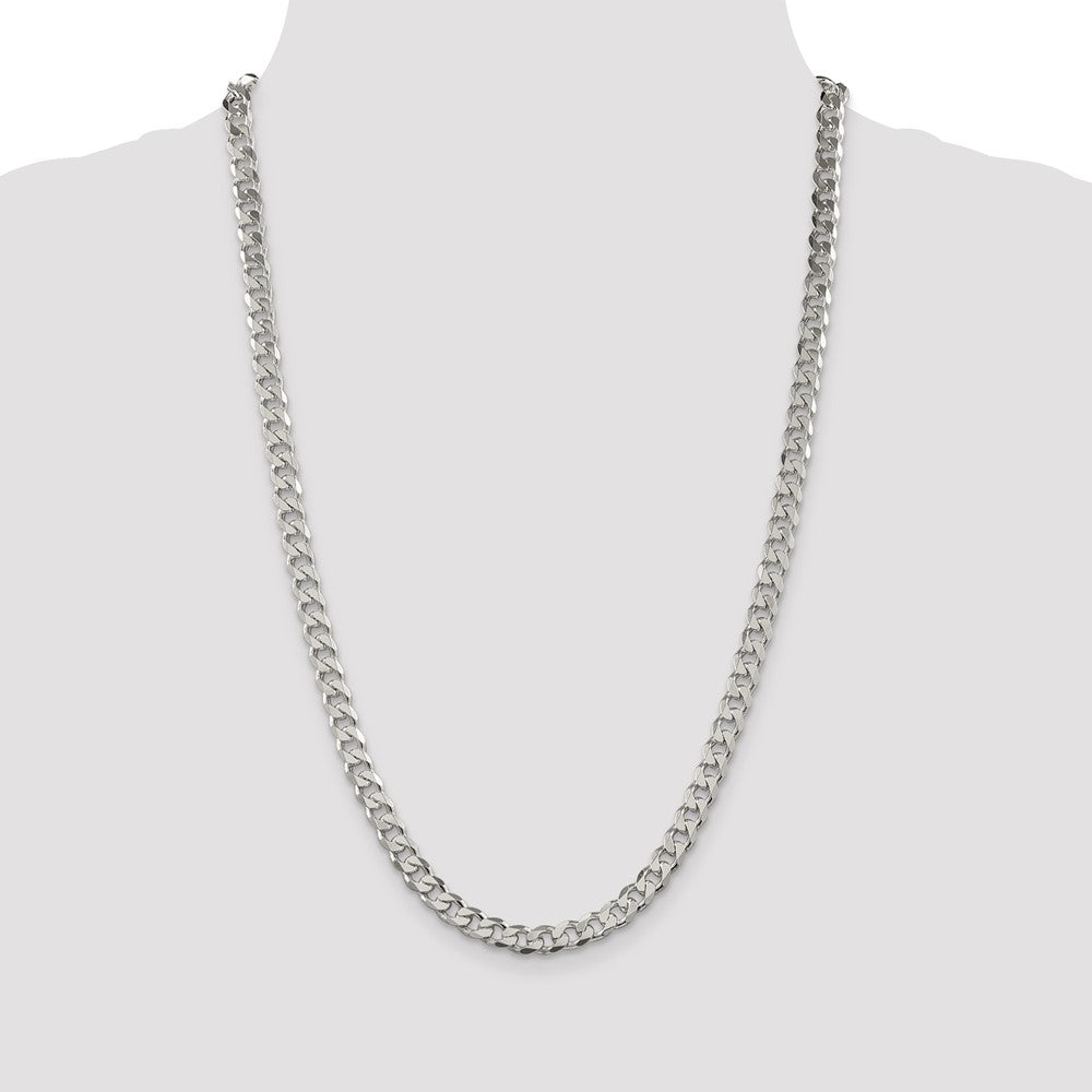Sterling Silver 7mm Pav Curb Chain