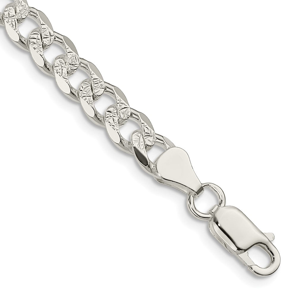 Sterling Silver 7mm Pav Curb Chain