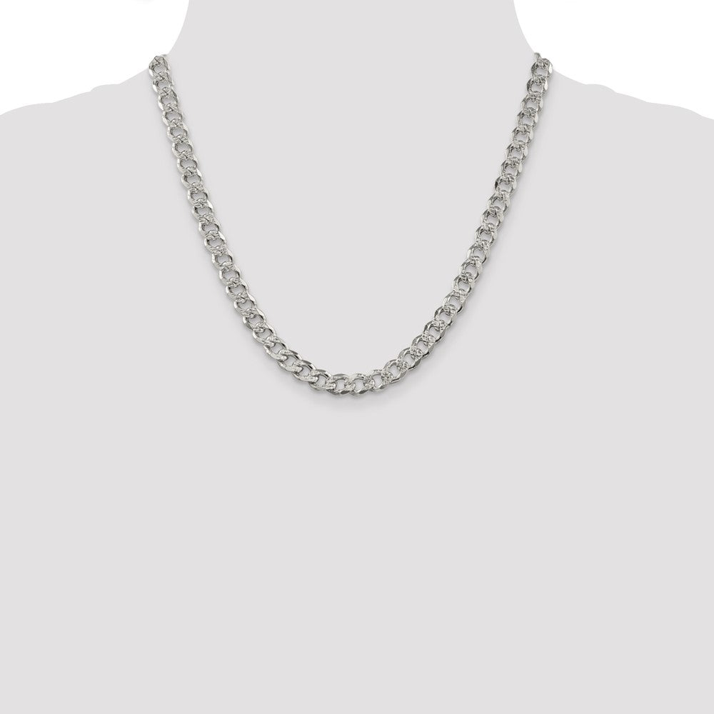 Sterling Silver 7.5mm Pav Curb Chain