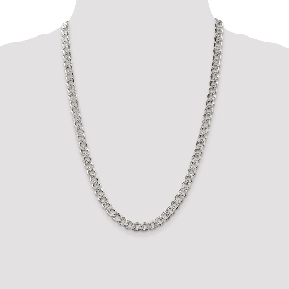 Sterling Silver 7.5mm Pav Curb Chain