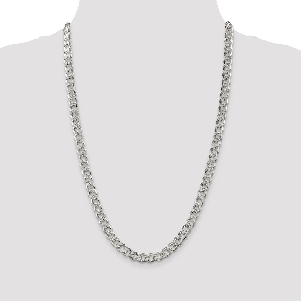 Sterling Silver 7.5mm Pav Curb Chain