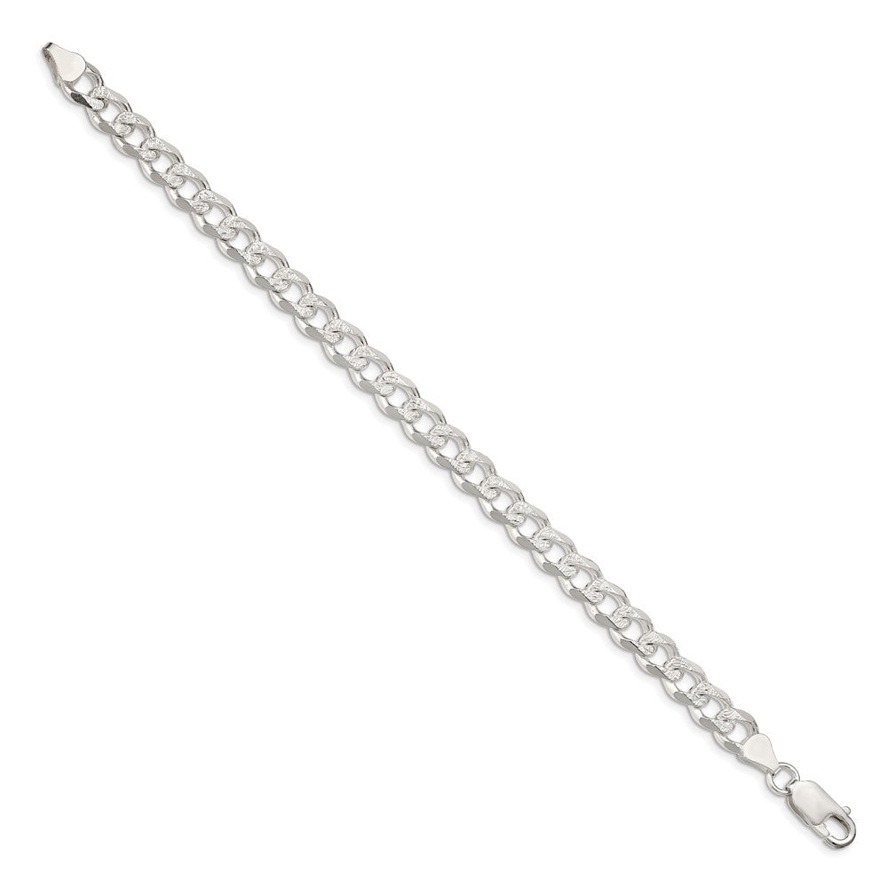Sterling Silver 7.5mm Pav Curb Chain