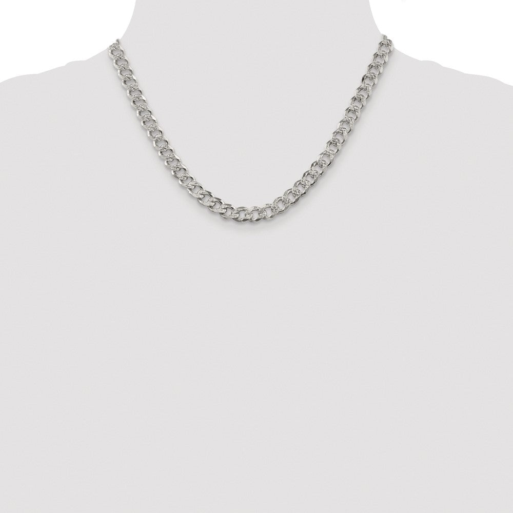 Sterling Silver Rhodium-plated 7.5mm Pav Curb Chain