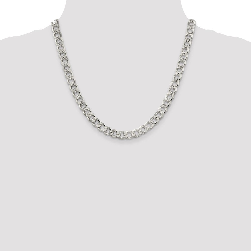 Sterling Silver 8.3mm Pav Curb Chain
