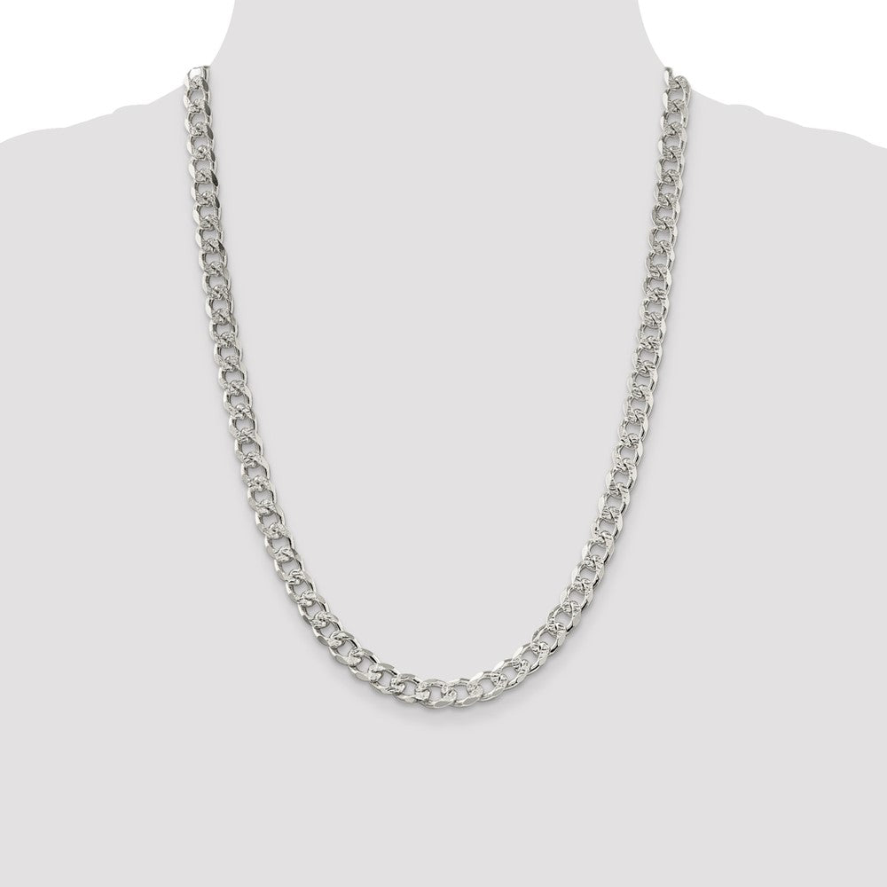 Sterling Silver 8.3mm Pav Curb Chain