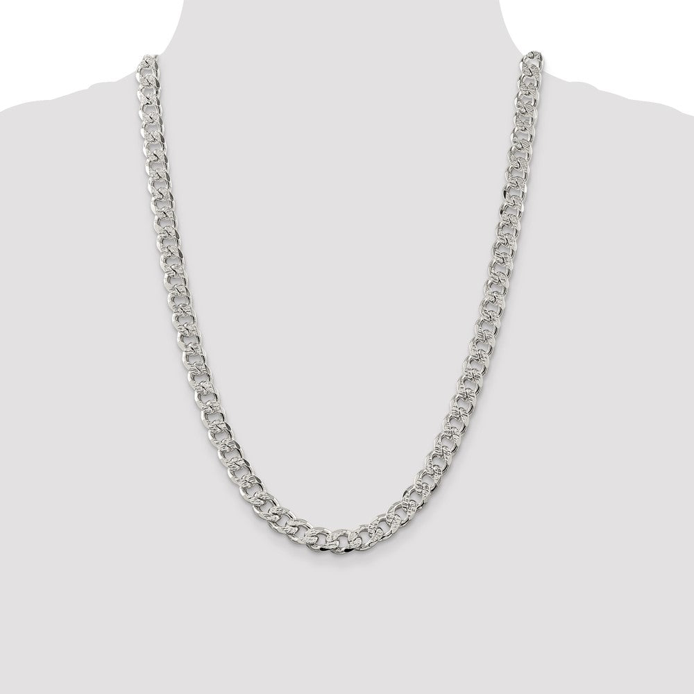Sterling Silver 9.3mm Pav Curb Chain