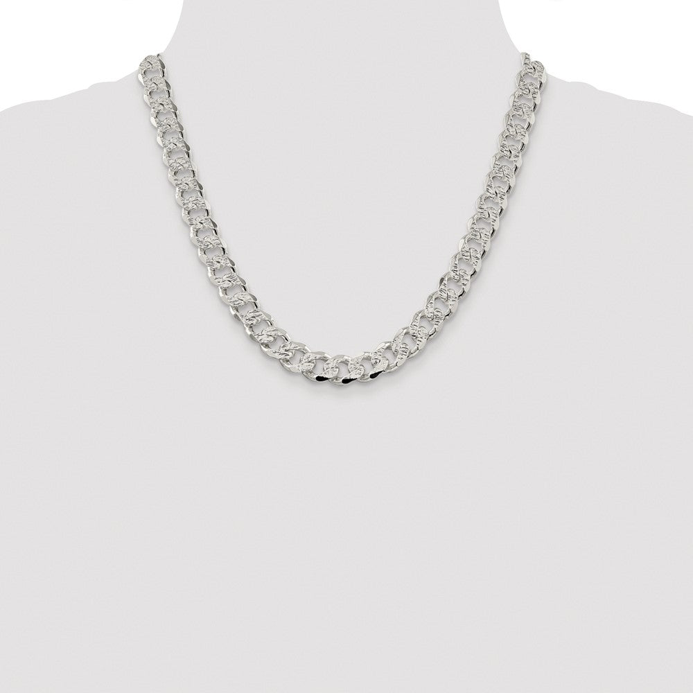 Sterling Silver Rhodium-plated 11.0mm Pav Curb Chain