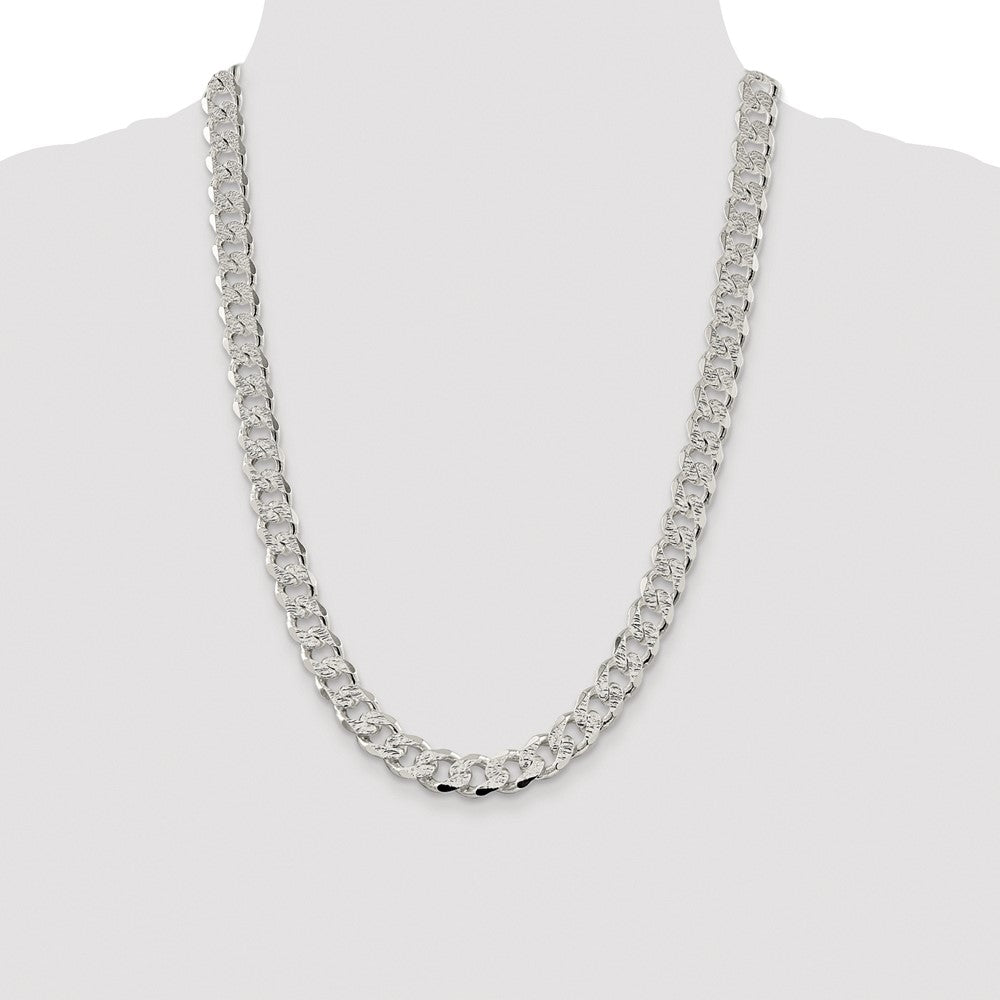 Sterling Silver Rhodium-plated 11.0mm Pav Curb Chain