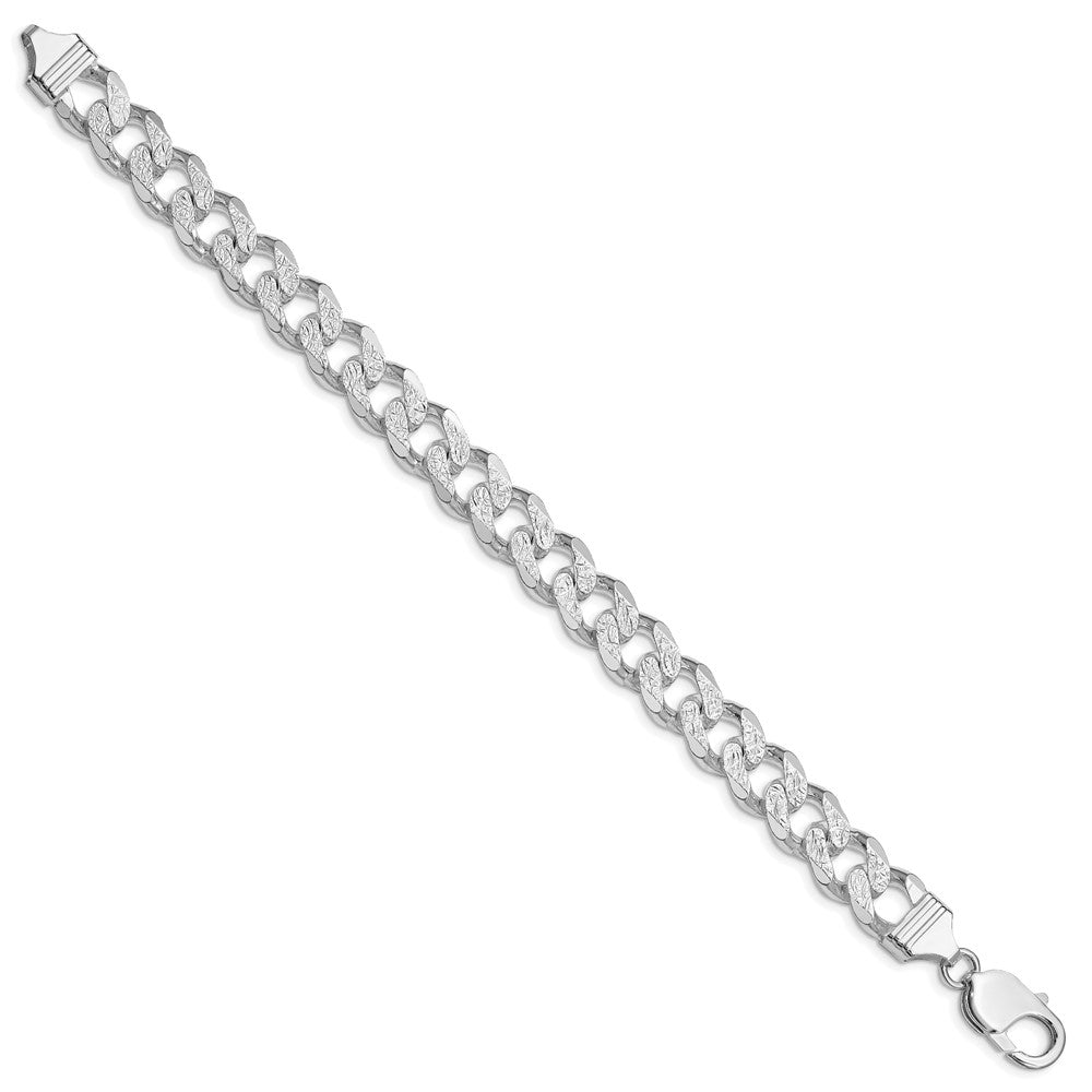 Sterling Silver Rhodium-plated 11.0mm Pav Curb Chain