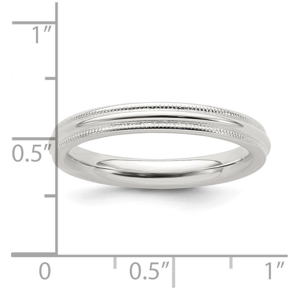 Sterling Silver 3mm Comfort Fit Half Round Milgrain Size 13 Band