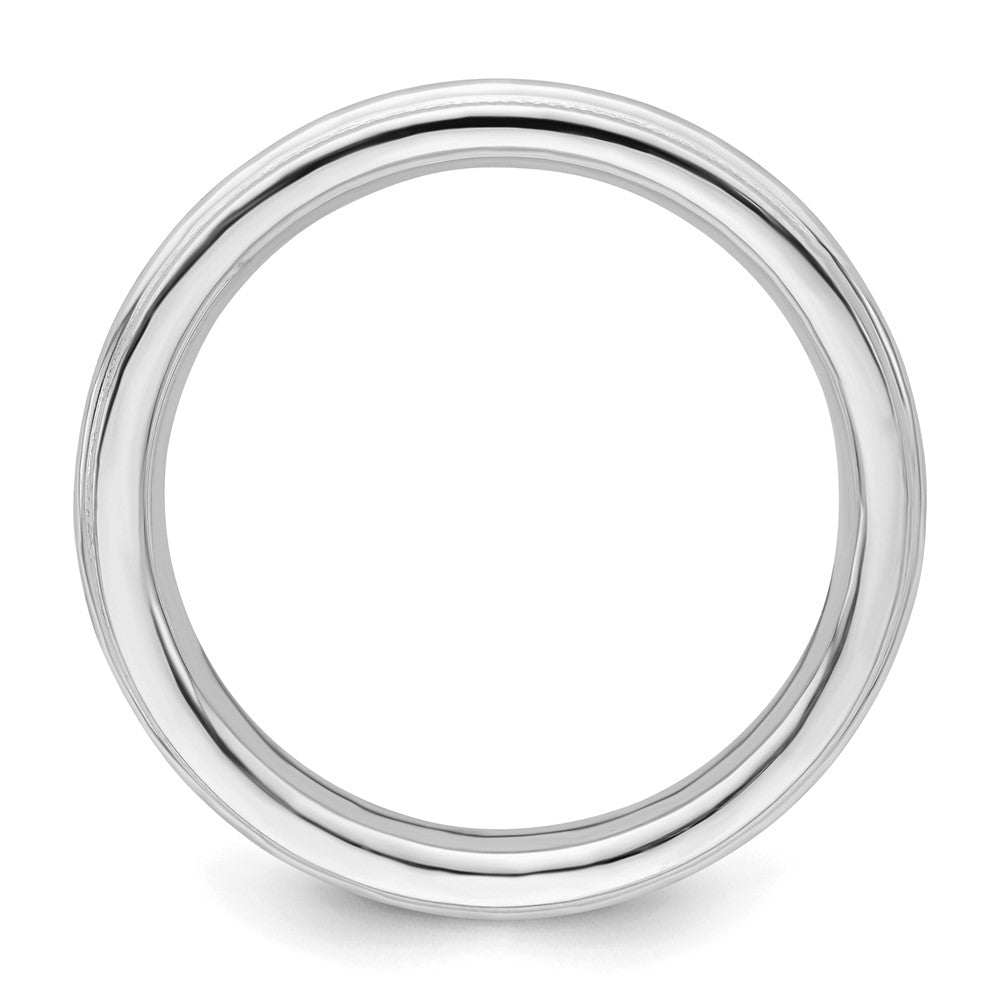 Sterling Silver Rhodium-plated 3mm Comfort Fit Milgrain Size 10 Band
