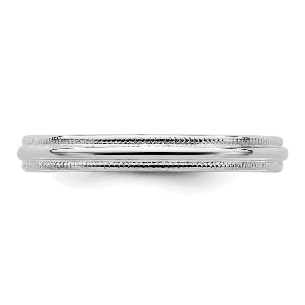 Sterling Silver Rhodium-plated 3mm Comfort Fit Milgrain Size 7 Band