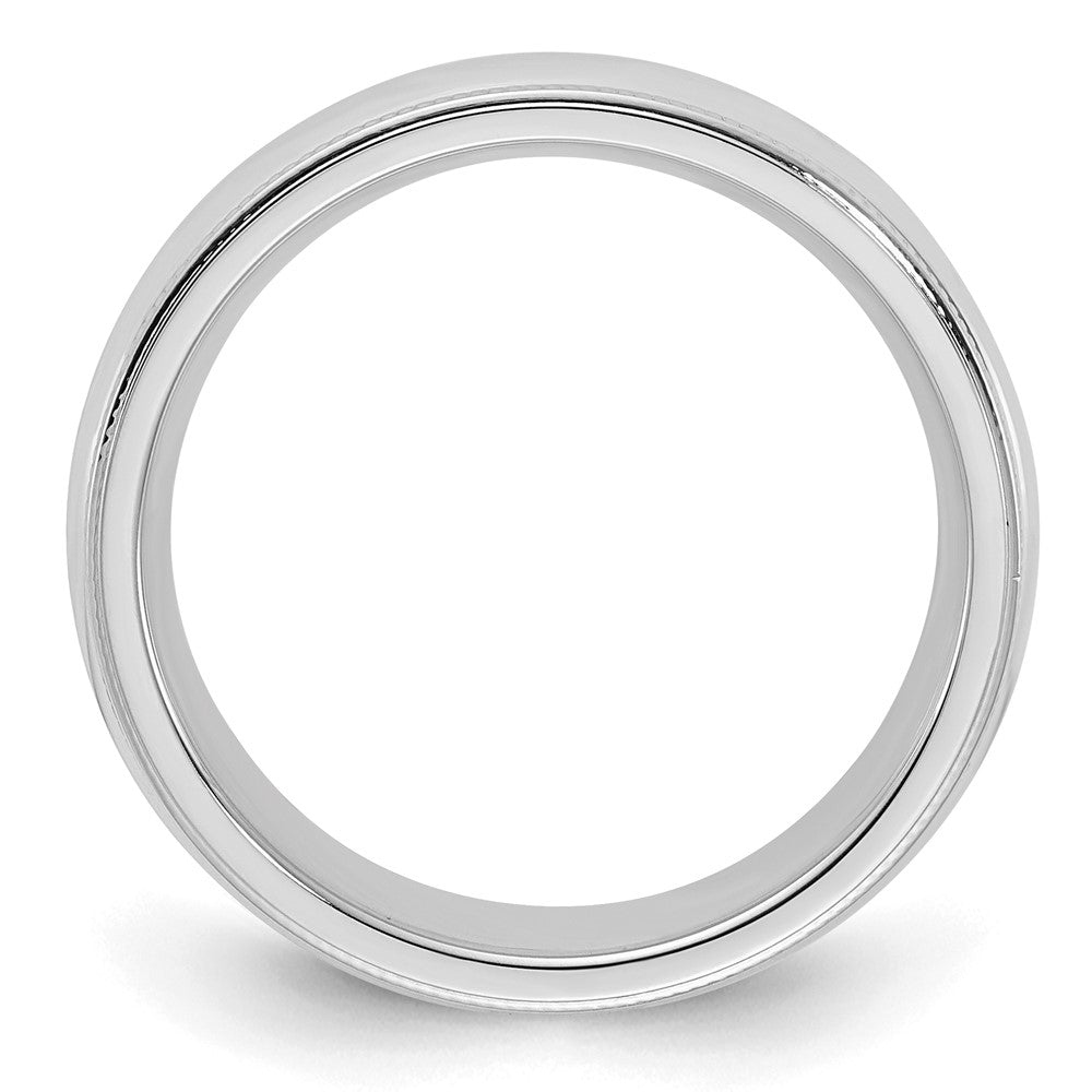 Sterling Silver Rhodium-plated 5mm Comfort Fit Milgrain Size 8 Band