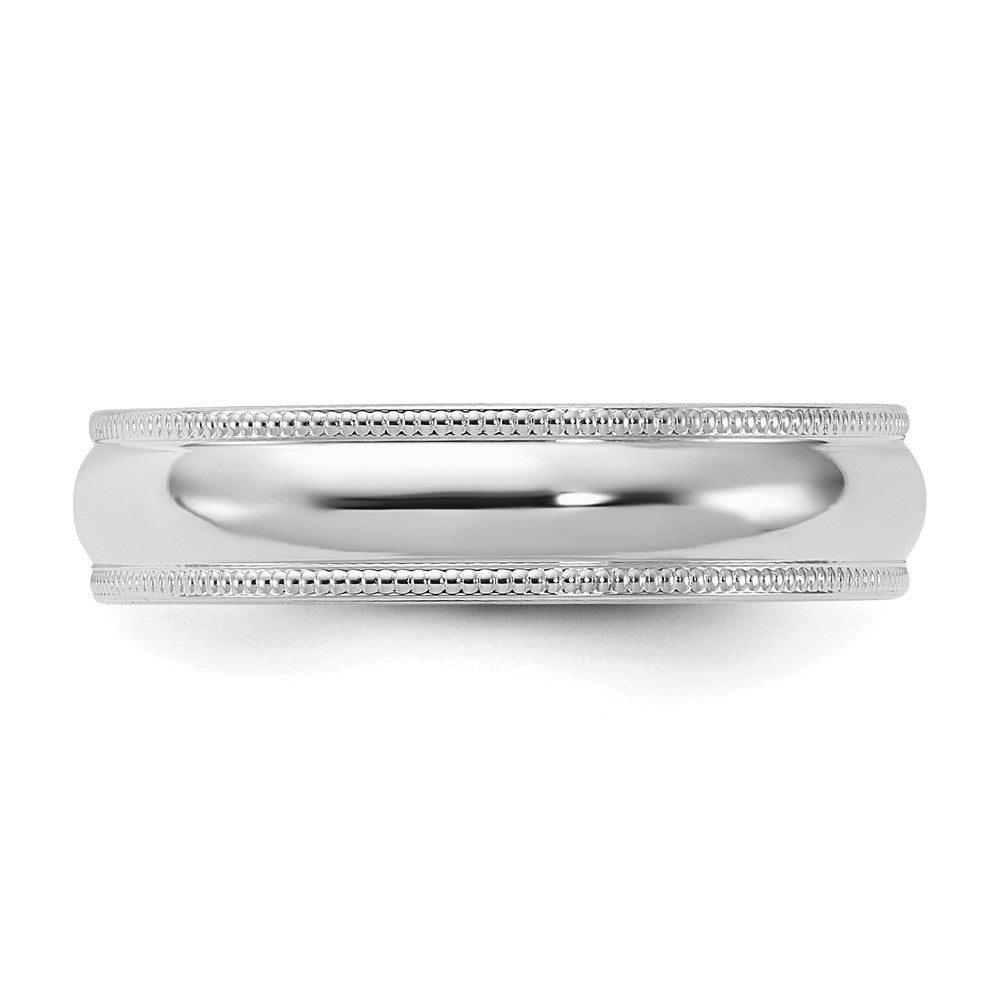 Sterling Silver Rhodium-plated 5mm Comfort Fit Milgrain Size 12 Band
