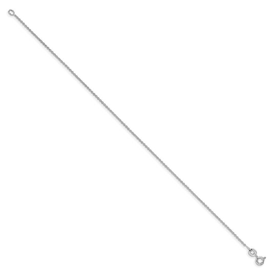 Sterling Silver Rhodium-plated 1mm Cable Chain Anklet