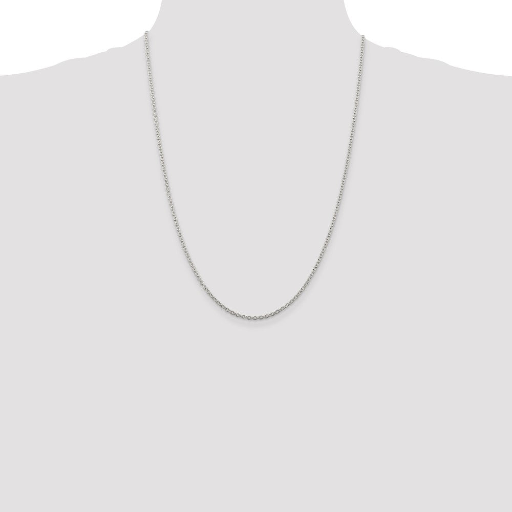Sterling Silver Rhodium-plated 2.25mm Cable Chain