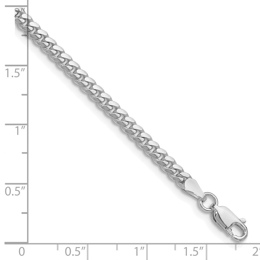 Sterling Silver Rhodium-plated Polished 3.4mm Domed Curb Chain