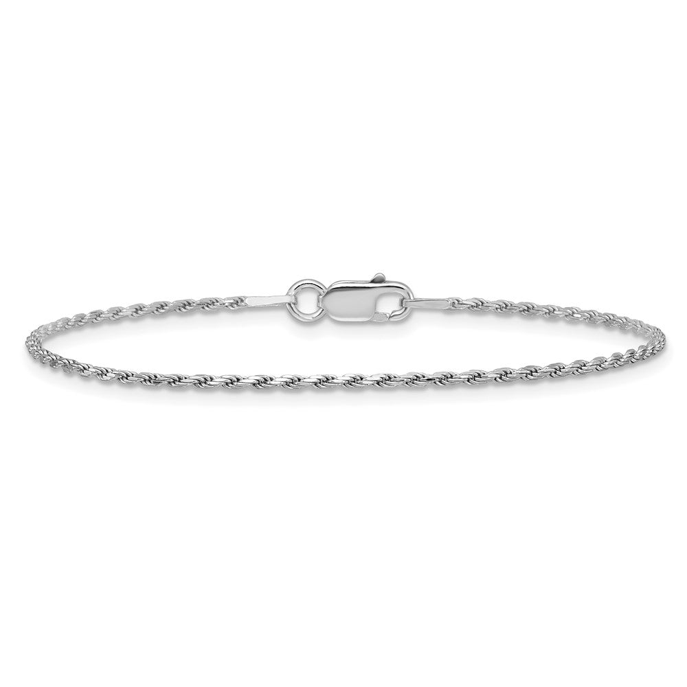Sterling Silver Rhodium-plated 1.5mm Diamond-cut Rope Chain Anklet