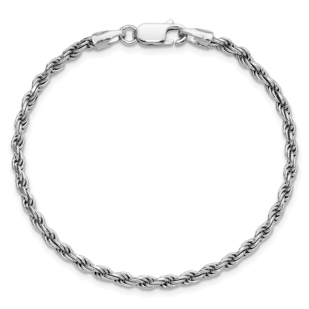 Sterling Silver Rhodium-plated 2.75mm Diamond-cut Rope Chain
