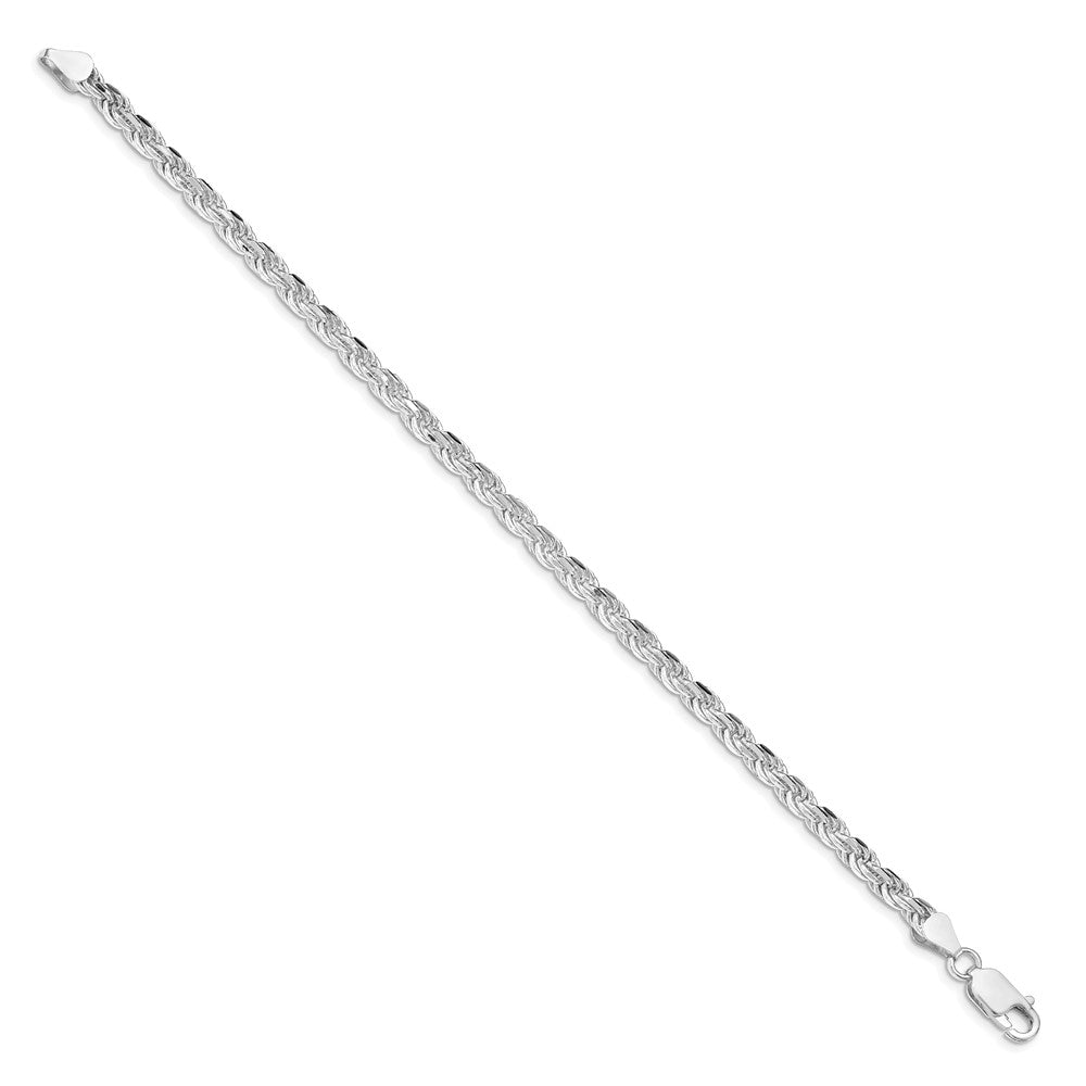 Sterling Silver Rhodium-plated 4.25mm Diamond-cut Rope Chain