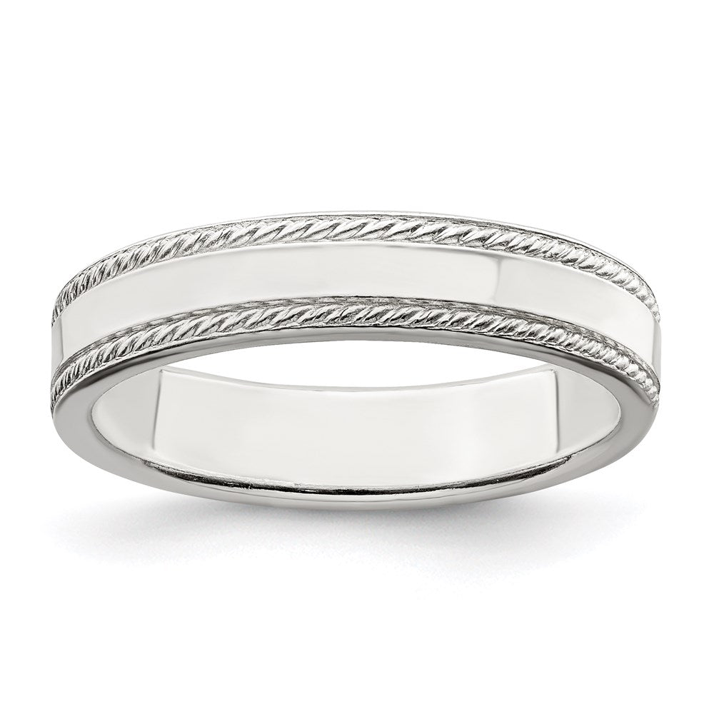 Sterling Silver 4mm Flat with Rope Edge Size 9 Band