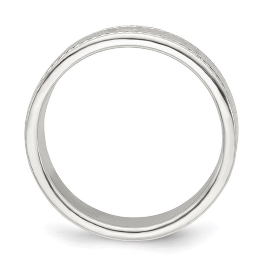 Sterling Silver 5mm Flat with Rope Edge Size 5 Band