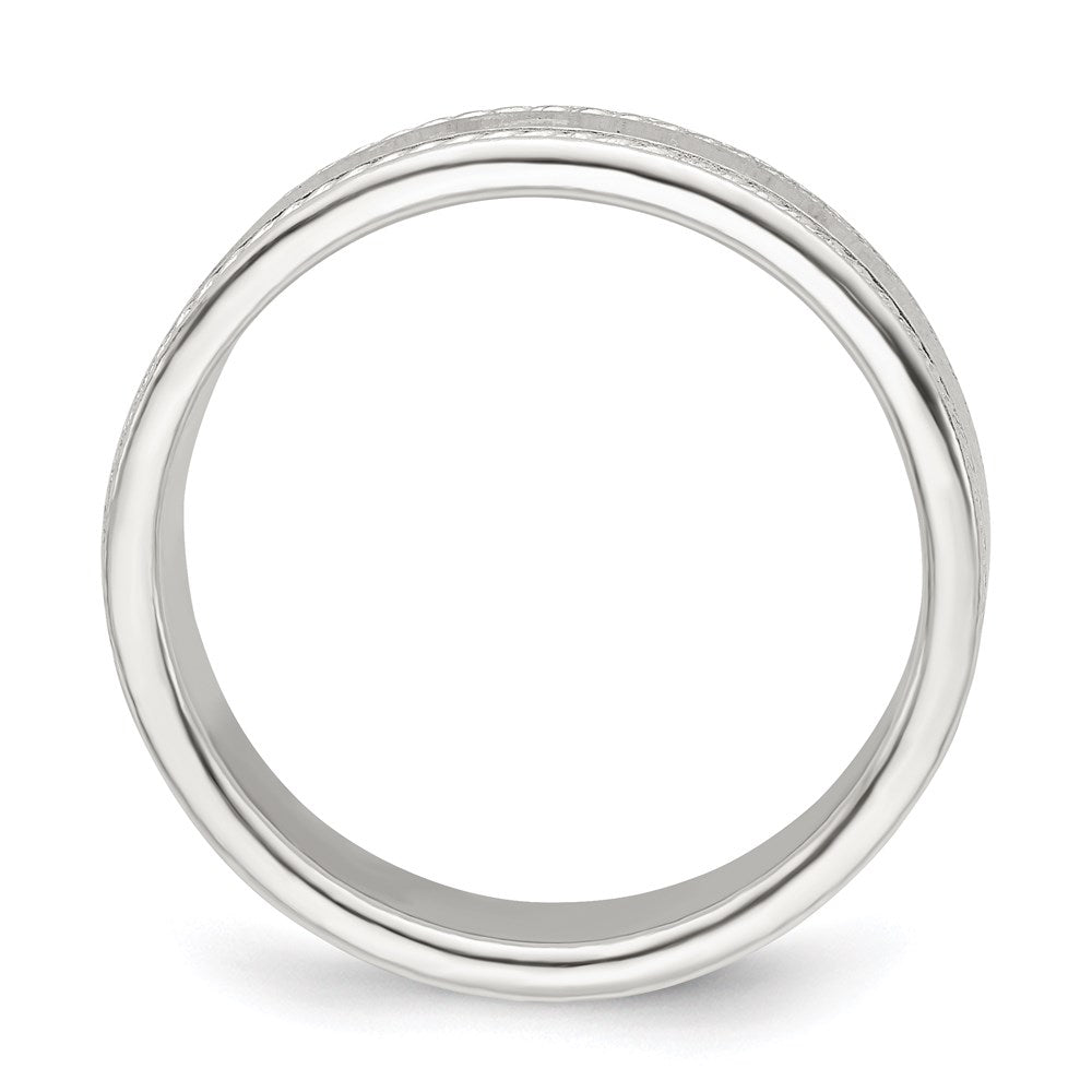 Sterling Silver 5mm Flat with Rope Edge Size 6 Band