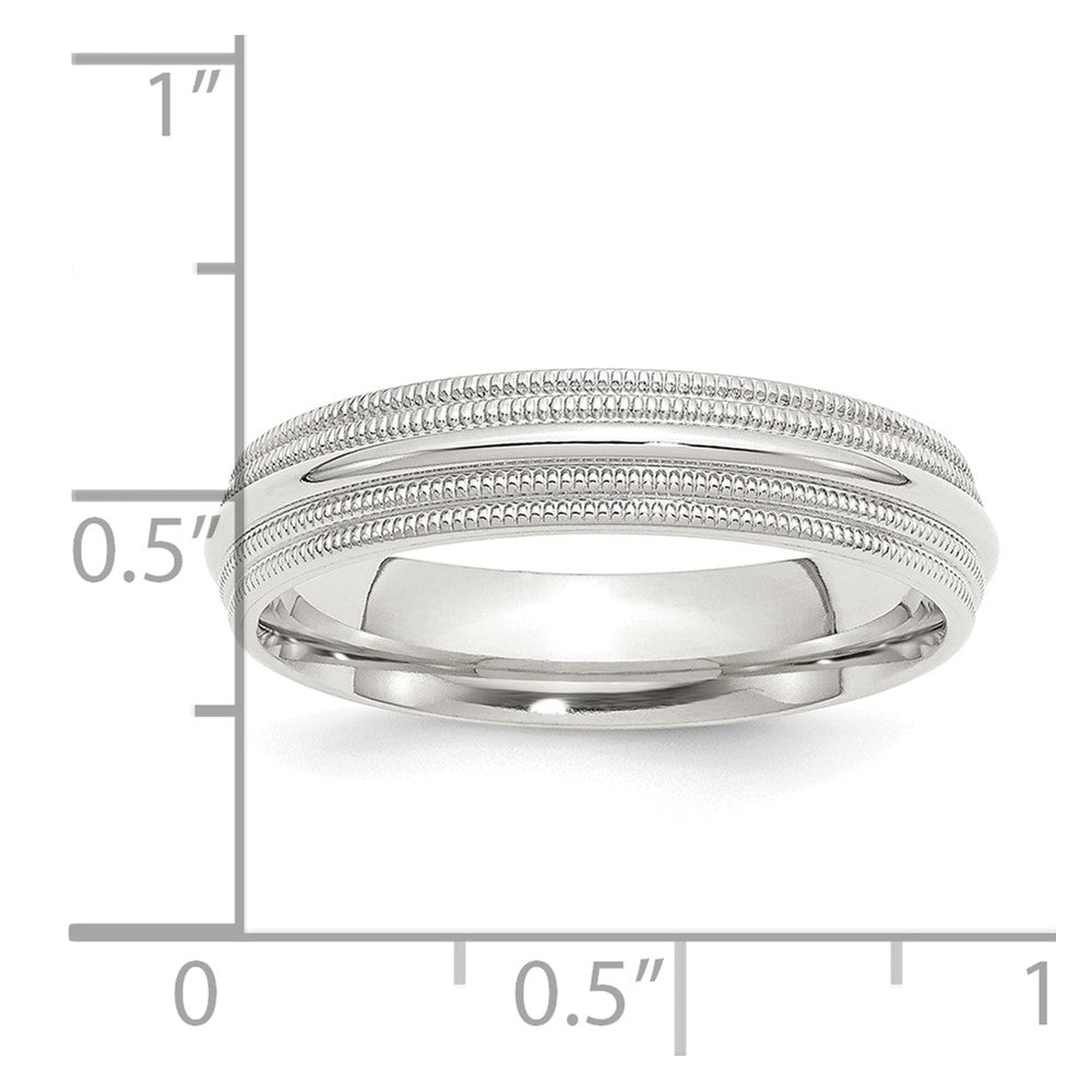 Sterling Silver 5mm Comfort Fit Double Milgrain Size 9.5 Band